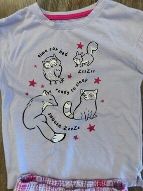 wonder nation Lavender Pajama Top with Pink Stars and Woodland Friends